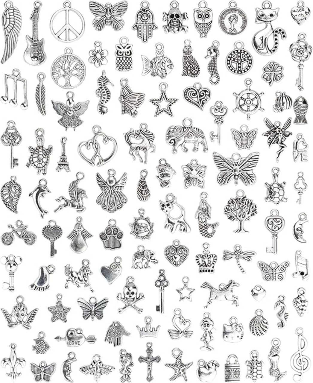 Wholesale Bulk Lots Jewelry Making Silver Charms Mixed Smooth Tibetan Silver Metal Charms Pendants DIY